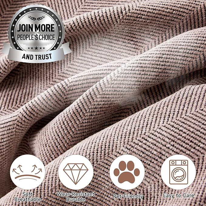 STACYPIK Stylish Cozy Pink Sofa Cover for Dogs Kids Geometric Couch Cover Herringbone Couch Slipcover for Sectional Couch Covers L Shape for 2 Cushion Couch Pet Furniture Throw Cover Washable-71X118IN