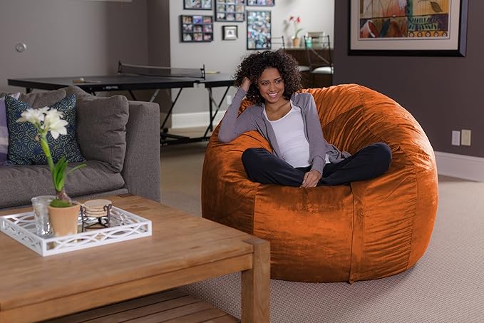 Sofa Sack Bean Bag Chair - Plush, Ultra Soft - Memory Foam Bean Bag Chair with Microsuede Cover - Stuffed Foam Filled Furniture and Accessories for Dorm Room 5 Feet - Tangerine