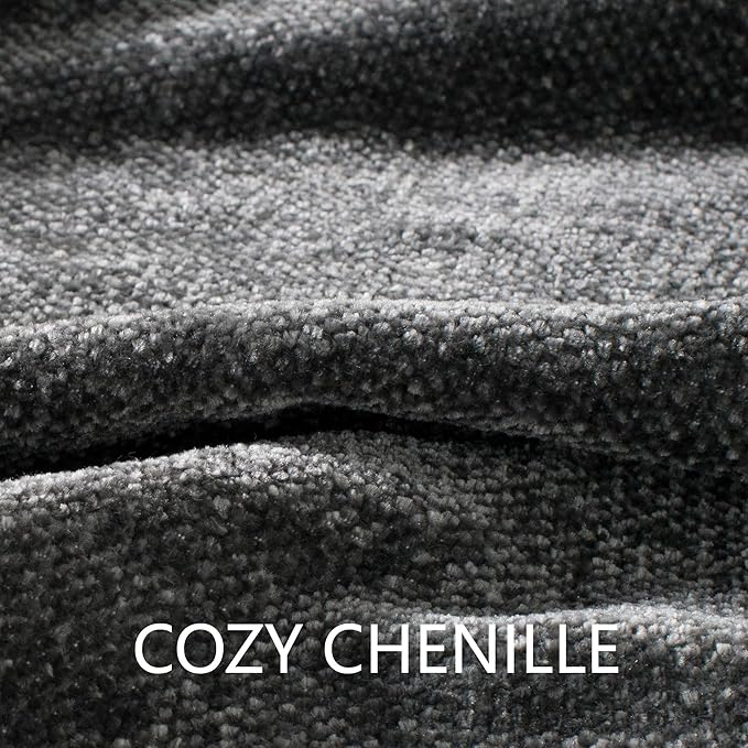 Chenille Throw Blanket for Couch 60"X 80" Twin, Soft Cozy Throws with Fringe Tassel for Bed Sofa Chair Cover, Lightweight Knitted Decorative Boho Blankets for Living Room, Dark Grey