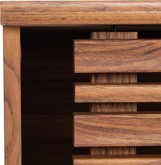 SAFAVIEH Aurelio TV Stand for up to 55" Flatscreen – Walnut Brown, 1 Sliding Door with Interior Storage and Open Shelves, Entertainment Media Console (MED9600A)