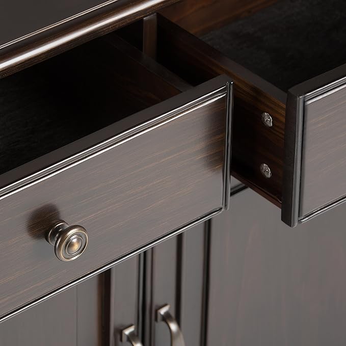 SIMPLIHOME Connaught SOLID WOOD 40 Inch Wide Traditional Entryway Storage Cabinet in Dark Chestnut Brown, For the Living Room, Entryway and Family Room