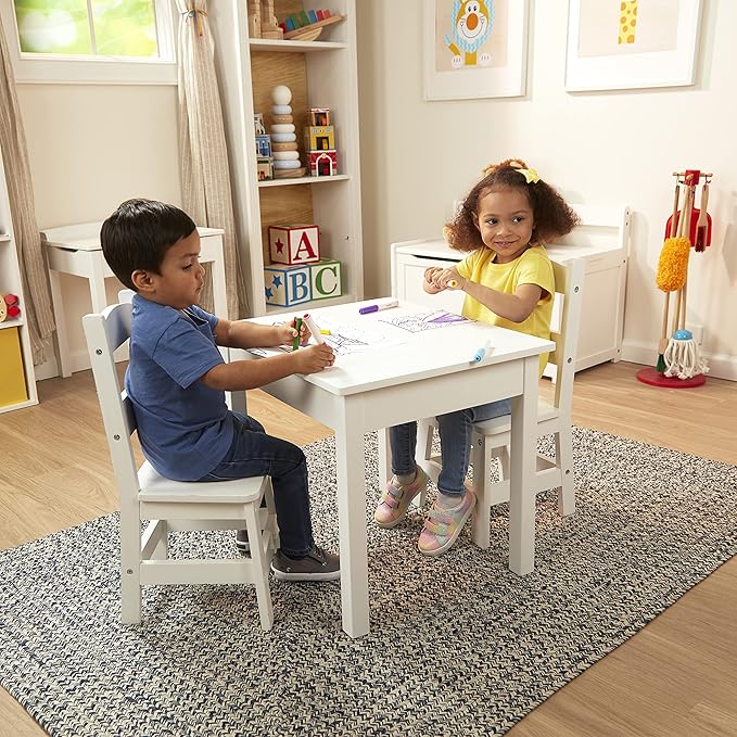 Melissa & Doug Wooden Kids Table & Chairs Set, Montessori, Homeschool Classroom Must Haves, Bedroom Furniture for Boys & Girls 3+