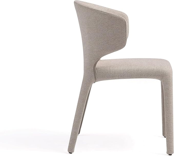Manhattan Comfort Conrad Mid Century Modern Dining Chairs Woven Tweed Upholstered Kitchen Furniture with Contoured Back, Foam Padding & Metal Legs, Set of 4, Wheat