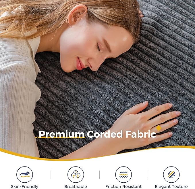 MAXYOYO Giant Bean Bag Chair with Pillow, 3 in 1 Convertible Bean Bag Chair for Adults with Washable Cover, Removable Floor Cushion Stuffed Floor Lounger for Living Room Bedroom, Dark Grey, Queen