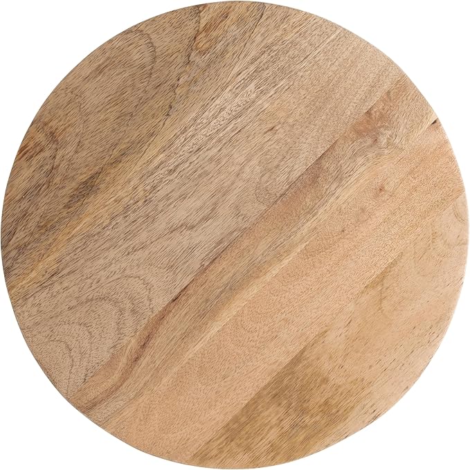Kate and Laurel Dahl Wooden Round Drink Table; 12 x 23; Natural Brown; Transitional Boho Circle Wood Accent Pedestal Table for Living Room Plant Stand or Small Bedroom Nightstand