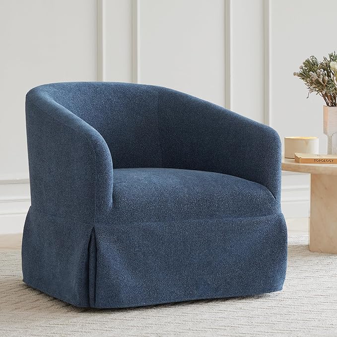 Swivel Accent Chair Set of 2, 360 Degree Performance Fabric Armchair Modern Barrel Chairs Armchair for Living Room Bedroom Home and Office,Blue