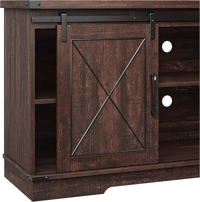 GAOMON Farmhouse 59" TV Stand Up to 65 Inches, Mid Century Modern TV Entertainment Center with Storage Cabinets & Open Shelves, Wood TV Cabinet for Living Room, Brown