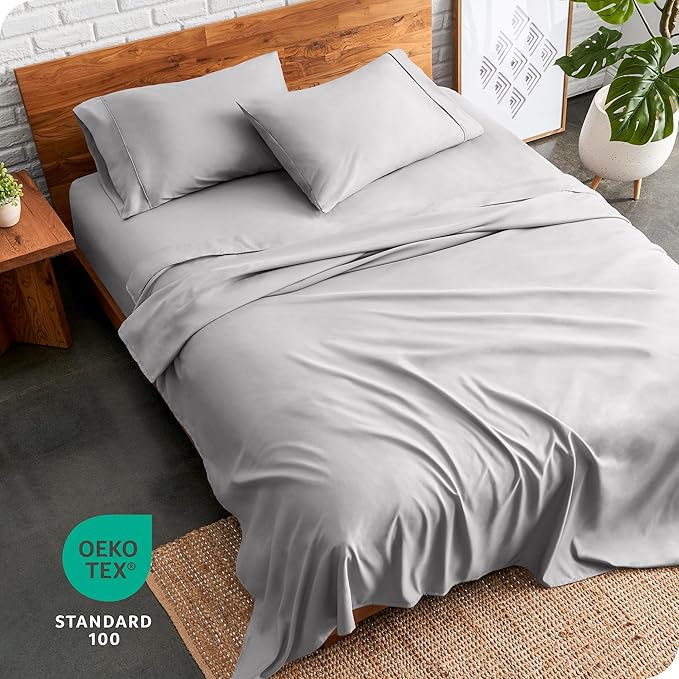 Bare Home Twin Sheet Set - 1800 Ultra-Soft Microfiber Twin Bed Sheets - Double Brushed - Deep Pockets - Easy Fit - Extra Soft - 3 Piece Set - Bedding Sheets & Pillowcases (Twin, Light Grey)