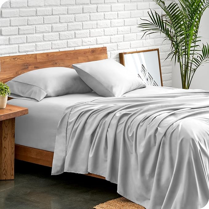 Bare Home Split King Sheet Set - 1800 Ultra-Soft Microfiber Double Brushed - Deep Pockets - 5 Piece Set - 2 Twin XL Fitted Sheets, 1 King Flat Sheet, and 2 King Pillowcases (Split King, Cloud Grey)