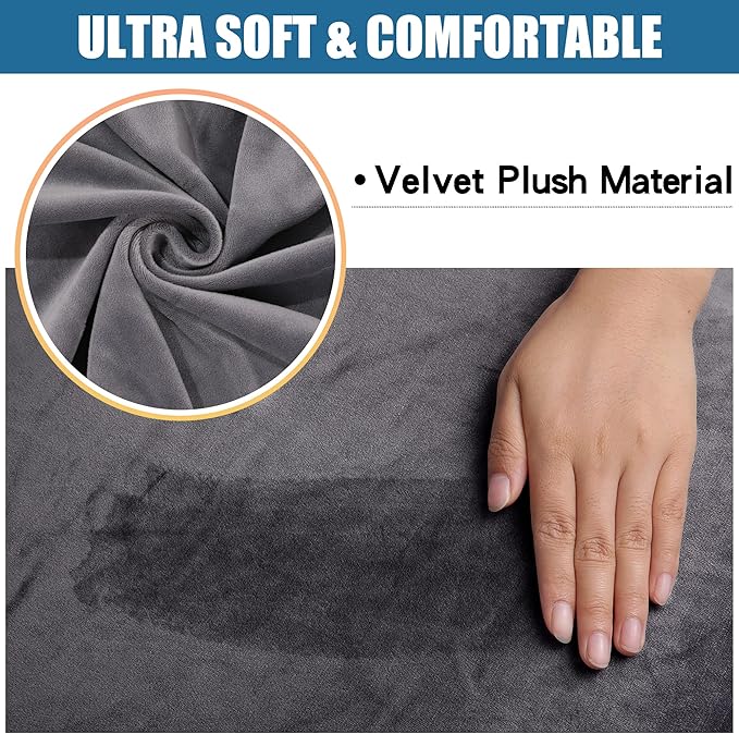 Smiry Velvet Seat Covers for Dining Room Chair Set of 2, Stretch Fit Removable Washable Chair Seat Cushion Protector Slipcovers with Ties, Grey