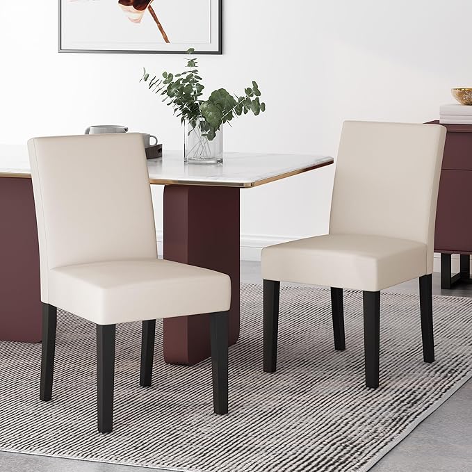 Christopher Knight Home Sidney Contemporary Upholstered Dining Chair (Set of 2), Beige + Espresso