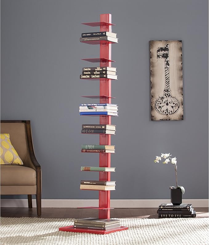 SEI Furniture Stewartby Spine Tower Shelf - Valiant Poppy, Red