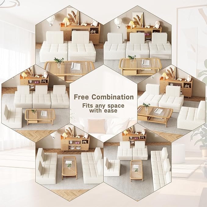 Bean Bag Chair,Accent Chair,Modular Sherpa Sofa Chair,Floor Sofa for Adults,Fireside Chair,Reading Chair for Living Room,Bedroom,Office,Beige