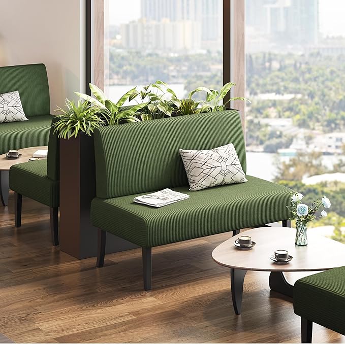 Yaheetech Small Mini Sofa Couch Armless Loveseat Futon for Bedroom, Corduroy Fabric & Easy Assembly, for Small Spaces Living Room,Dorm,Office,Apartment, Green