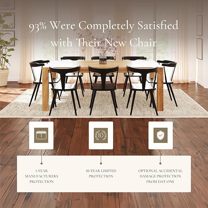 POLY & BARK Mid Century Modern Enzo Black Dining Chair – Solid Oak Wood Splat Back Chair, 18" Seat Height, 32" Tall – Stylish MCM Kitchen & Dining Room Chair