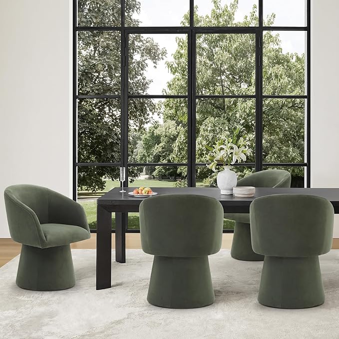 Swivel Dining Chairs Modern Accent Armchair Side Deskchair for Diningroom Vanity Bedroom Livingroom Reading Room,Green,4 Box