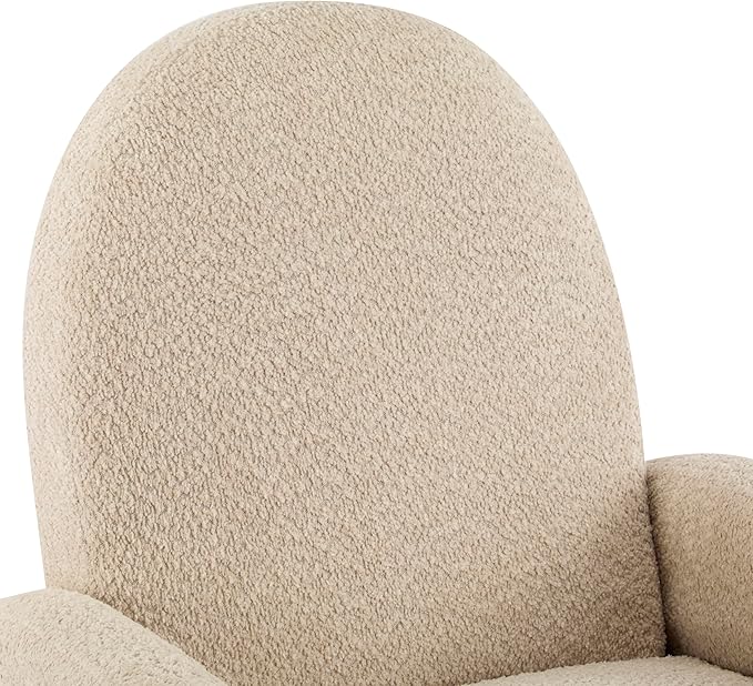 Christopher Knight Home Sidney Fabric Upholstered 360° Swivel Chair, Boucle Push-Back Recliner, Solid Wood Glider Recliner with Rotation, Living Room Single Lounge Sofa, Almond Beige