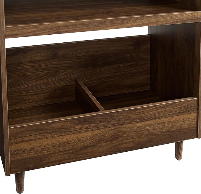 Crosley Furniture Liam Turntable Record Player Stand with Storage for Vinyl Records, Mid Century Modern, Walnut