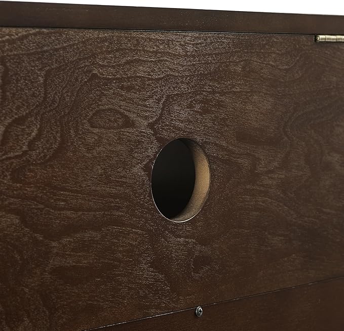 Crosley Furniture Asher Media Console and Record Player Stand with Storage for Vinyl Records, Dark Brown