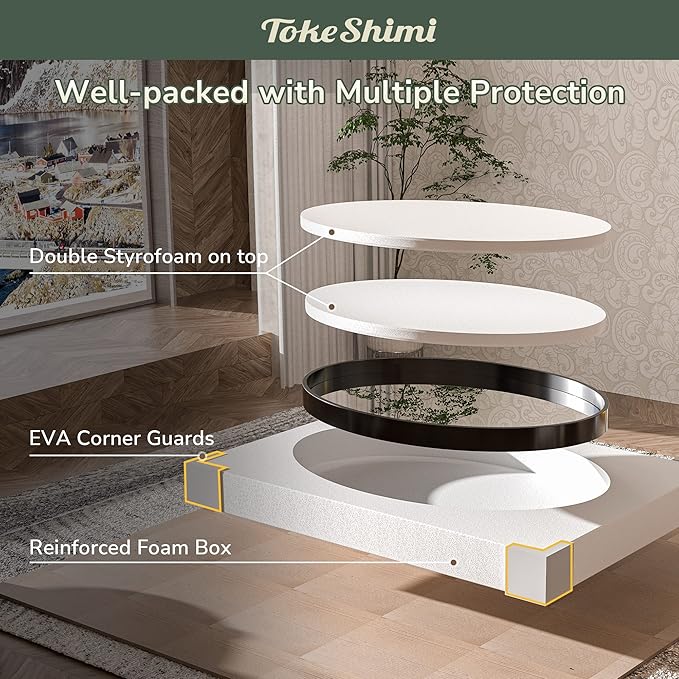 TokeShimi Oval Mirrors for Wall Decor 22x30 Inch with Non-Rusting Aluminum Alloy Brushed Silver Matte Framed Wall Mounted for Bathroom, Entryway, Living Room, Bedroom,Vanity or Horizontal