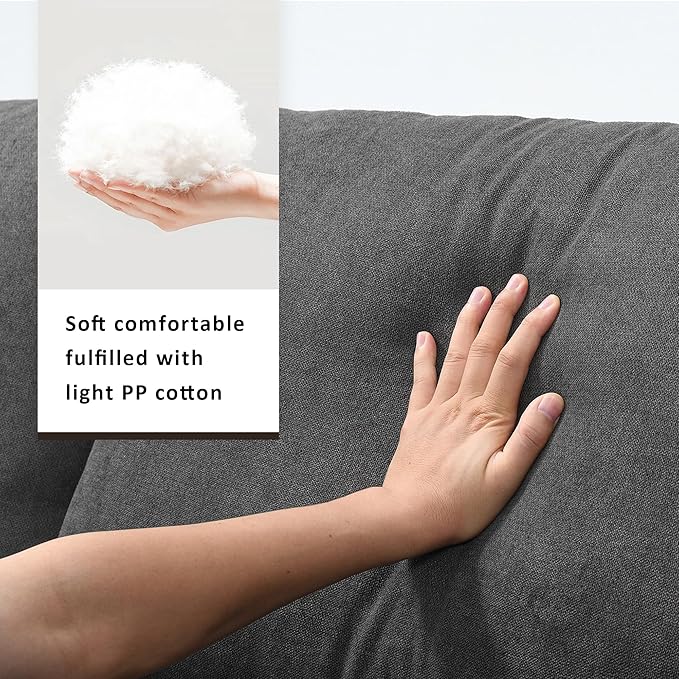 100" Modern Sectional Sofa with Convertible Ottoman,L-Shaped Couch Set W/ 2 Free Pillows,4-seat Polyester Fabric Indoor Luxury Furniture for Living Room, Apartment,Office,Dawn Grey