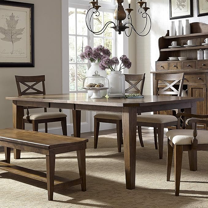 Liberty Furniture Industries Hearthstone Rectangular Leg Table, W108 x D44 x H30, Dark Brown
