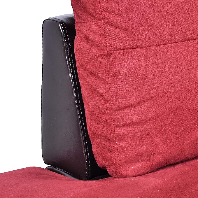 NicBex Sectional Couch 3 Pieces Sofa Set with Right Chaise Flannel PVC L Shaped Cloud Couch for Living Room Furniture Sets with Storage Ottoman, Modular Sofa for Living Room & Apartment, Red+Black