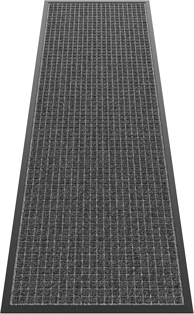 Sturdy Front Door Mat Outside Entrance, 6' x 2' All-Season All-Weather Doormat Waterproof, Stain and Fade Resistant, Natural Rubber Indoor Outdoor Welcome Door Mat Trap Dirt