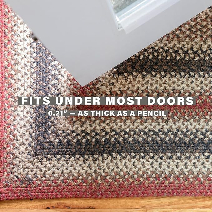 Homespice Chester Rustic Braided Rug 6x9' Oval in Red, Perfect for a Country Style Dining Room Rug