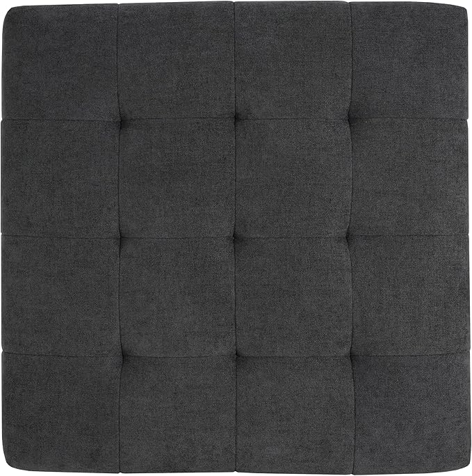 Christopher Knight Home Kinsley Square Ottoman Footstool, Ottoman Chair with Large Seat, Chenille Fabric Upholstery Coffee Table, Modern Side Table for Living Room Bedroom Home Decor, Grey
