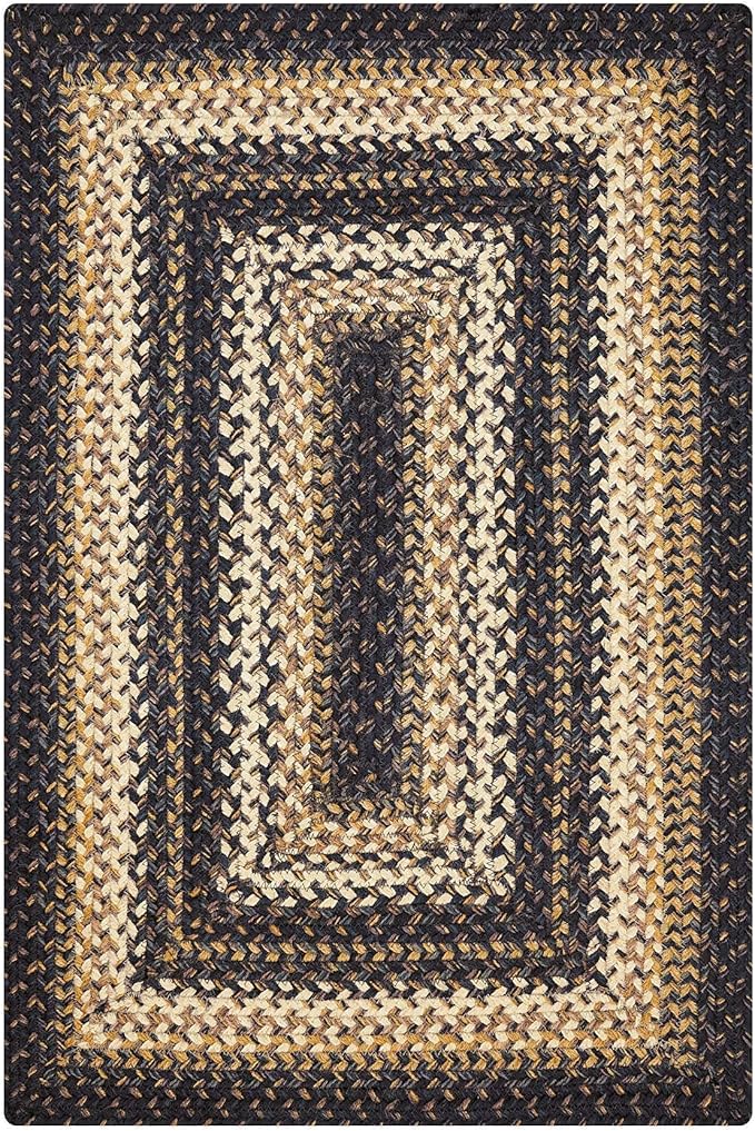 Homespice Kilimanjaro Premium Jute Braided Area Rug, 8' x 10' Rectangular Black, Reversible, Natural Jute Yarn Rustic, Country, Primitive, Farmhouse Style - 30 Day Risk Free Purchase