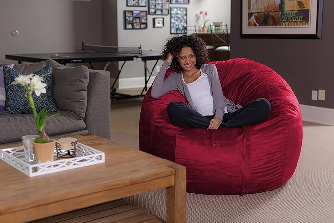 Sofa Sack Bean Bag Chair - Plush, Ultra Soft - Memory Foam Bean Bag Chair with Microsuede Cover - Stuffed Foam Filled Furniture and Accessories for Dorm Room 5 Feet - Cinnabar