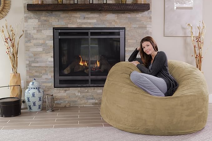 Chill Sack Bean Bag Chair: Giant 5' Memory Foam Furniture Bean Bag - Big Sofa with Soft Micro Fiber Cover - Camel
