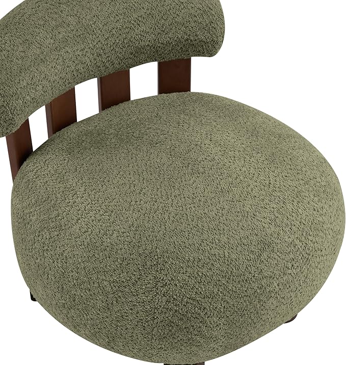 Christopher Knight Home Elvina Boucle Fabric Accent Chair, Solid Wood Single Lounge Sofa, Bedroom Comfy Reading Chair, for Modern Minimalist Style Living Room/Home Office, Olive Green