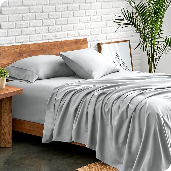 Bare Home Full Sheet Set - 1800 Ultra-Soft Microfiber Full Bed Sheets - Double Brushed - Deep Pockets - Easy Fit - 4 Piece Set - Bed Sheets (Full, French Grey)