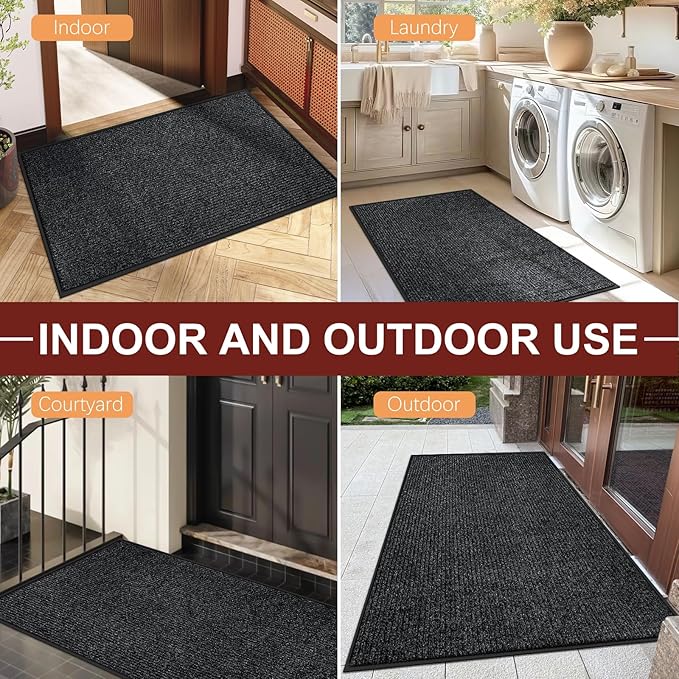 Vicwe Indoor Outdoor Door Mat, 3'x6' Heavy Duty Front Door Mat, Non-Slip Washable Doormats Entrance Mats, Dirt Resistant and Absorbent Doormat, Commercial Outdoor Entrance Floor Mat for Home Office