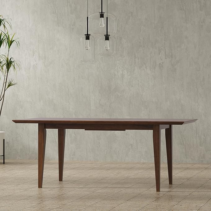SIMPLIHOME Colby Extendable Dining Table, Solid Wood Walnut Veneer in Walnut, 60-76 x 36 inches, Contemporary-Style Rectangular Expandable Kitchen Table with Butterfly Leaf for 6+ People