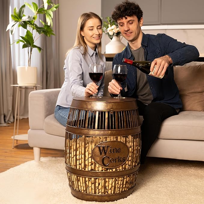 Wine Barrel Table - Cork Catcher Accent Table. Cork Holder Decorative and Storage - 3000 Corks - Large
