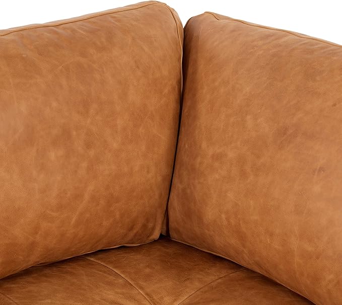 POLY & BARK Napa Leather Corner Sectional Sofa in Full-Grain Pure-Aniline Italian Tanned Leather in Cognac Tan