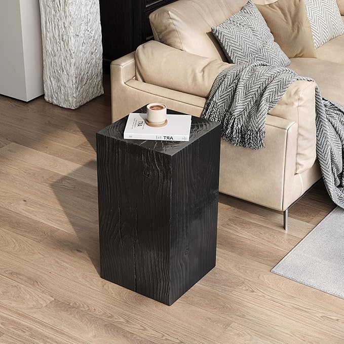 Christopher Knight Home Bard 27.75" Square Living Room Side Table, Wood-Like Distressed Finish End Table, Decorative Accent Table for Indoor Outdoor Usage, Space Saving Furniture, Black