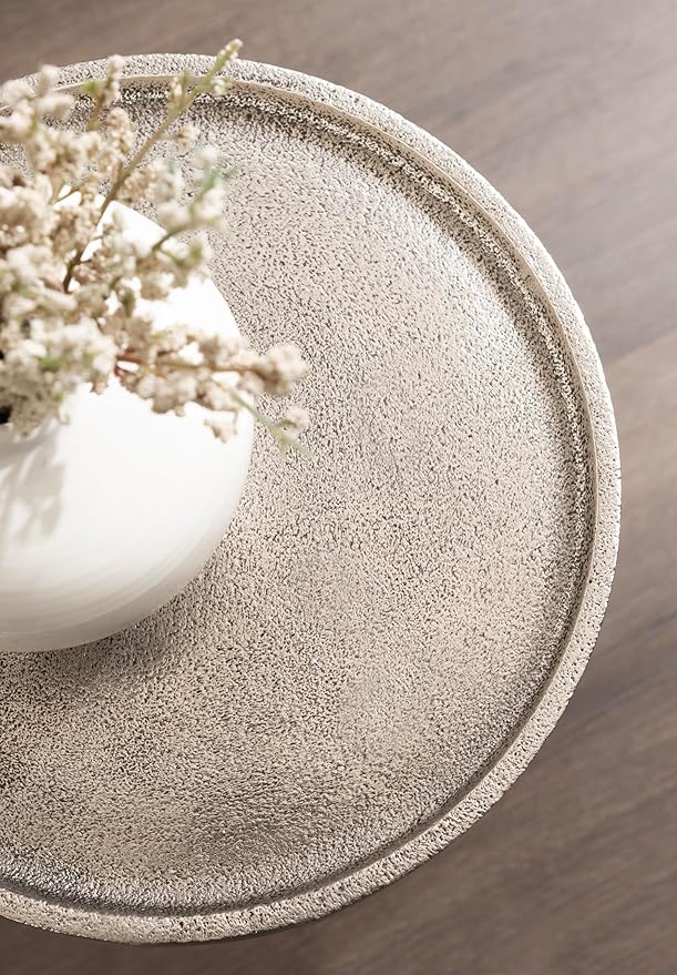 Kate and Laurel Rava Modern Metal Round Drink Table, 10 x 10 x 21, Antique Nickel, Cast Aluminum Accent Table for Use as Indoor Plant Stand or Living Room Decor Piece