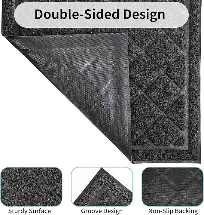 Front Door Mat Indoor Outdoor, 60" x 24" Non Slip Welcome Doormat for Entryway, Heavy Duty Low Profile Entrance Rug for High Traffic Areas, Patio, Outside Entry, Yard, Porch Waterproof