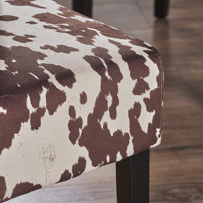 Christopher Knight Home Pertica Contemporary Velvet Dining Chairs, 2-Pcs Set, Milk Cow / Dark Brown