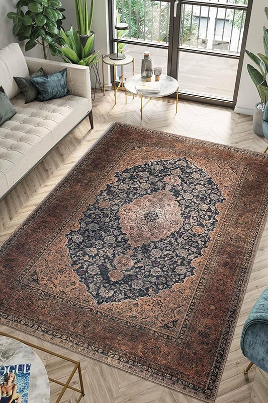 Keen Home Design 3x5 Rug - Machine Washable Entry Rug with Non-Slip Backing, Ideal for Enteryway, Kitchen, Bathroom, Laundry Room - Vintage, Easy Clean, Durable, Low Pile Rug - (3' x 5')