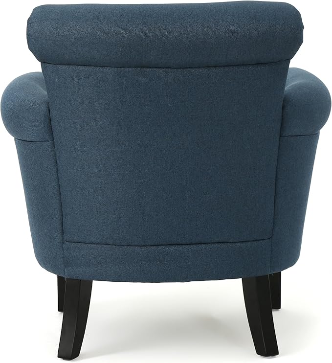 Ball & Cast Upholstered Living Room Chairs,Luxury Curved Design with Nailhead Trim and Subtly Rolled Armrests,Comfy Accent Chair Seating Furniture for Bedroom,Navy Blue