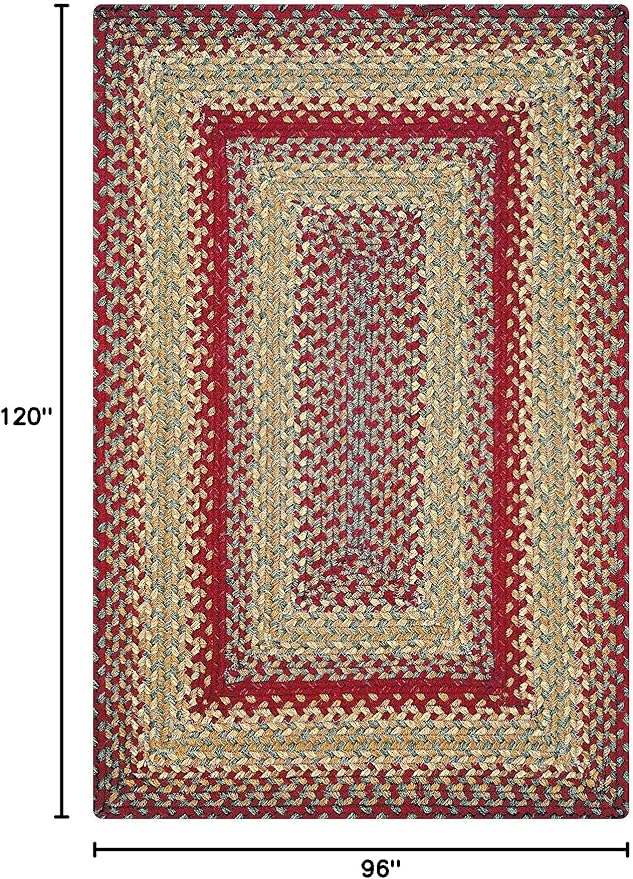 Homespice Cider Barn Cranberry Red Braided Area Rugs, Jute, 8x10' Rectangle - Perfect Country Rustic Decor for Dining Room, Bedroom, Everywhere