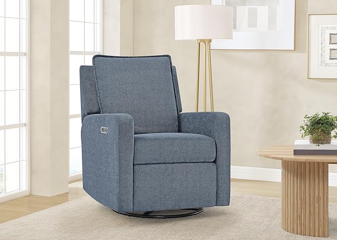 Delta Children babyGap Harlowe Power Recliner with USB-A and Type-C Ports Greenguard Gold Certified – Stain-Resistant Performance Fabric is Oeko-TEX Standard 100 Certified, Slate
