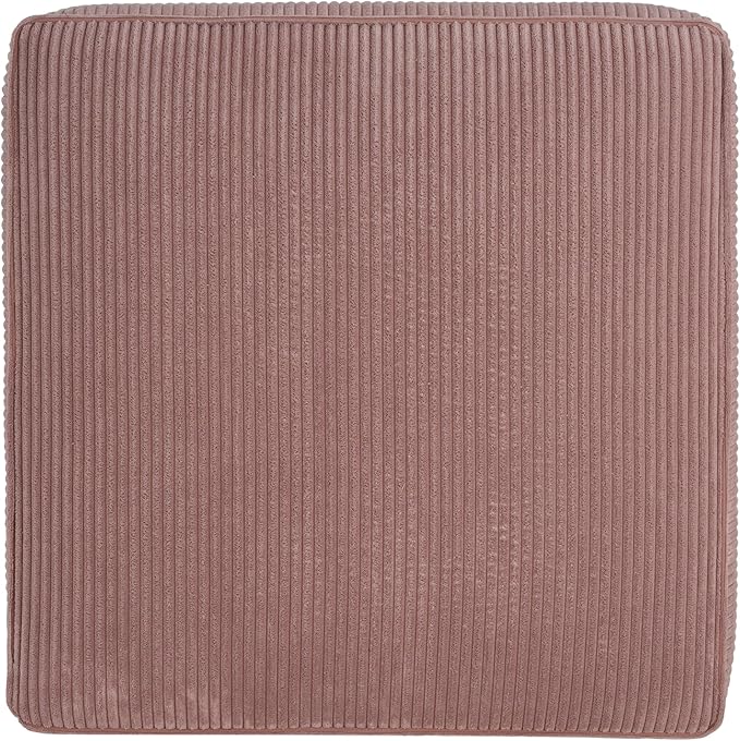 Christopher Knight Home Isa Square Ottoman Footstool, Corduroy Pouf Poufee Footrest Ottoman Large Seat, Modern Side Table for Living Room Bedroom Home Decor, Pink, 30"