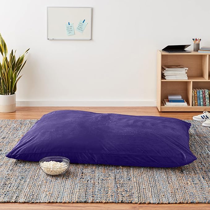 Sofa Sack Bean Bag Chair Cover Only, for Adults and Kids, Without Filling Comfy Fluffy Round or Oval Beanbag Chair Cover Replacement, Lazy Sofa Cover for Reading Chair or Floor Chair, 5-Foot, Purple