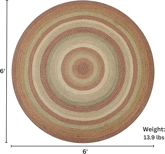 Harvest Multicolor Round Braided Rug, Jute, 6' - Perfect Country Decor for Living Room, Dining Room, Everywhere